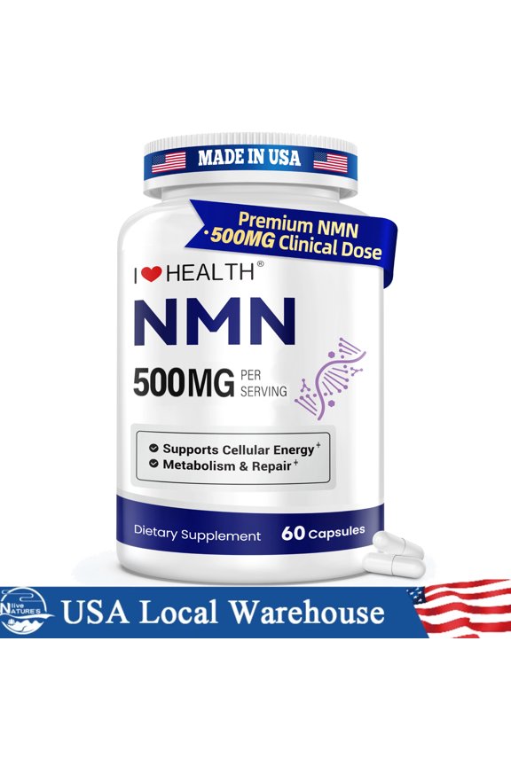 500mg NMN Extra Strength Boosts NAD+ Levels 60 Veggie Capsules