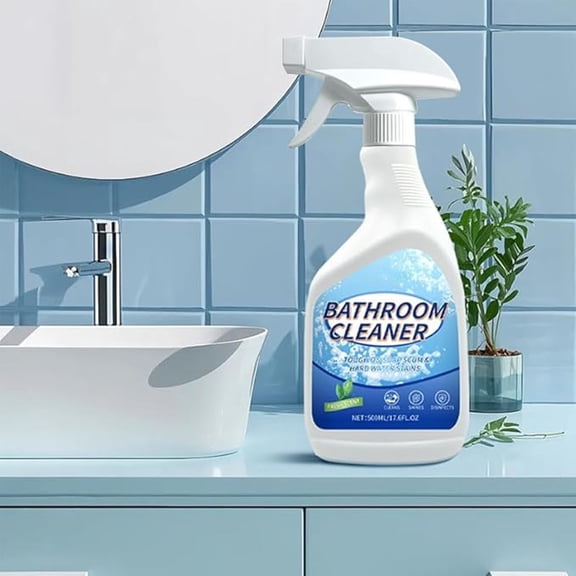 500ml Bathroom Foam Descaler Cleaner, Mint Scent, Clinging Multi-Surface Spray for Tiles, Tubs, Fixtures, Rust & Limescale Removal, Streak-Free Rinse