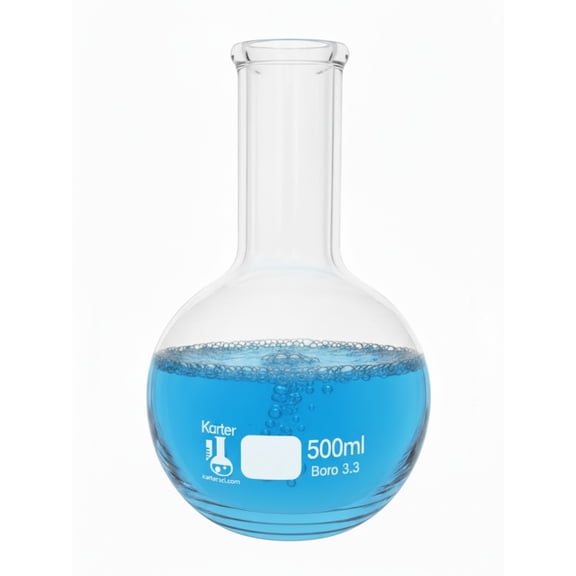 500ml Boiling Flask, 3.3 Boro. Glass, Flat Bottom, Karter Scientific 250B4 (Pack 1)
