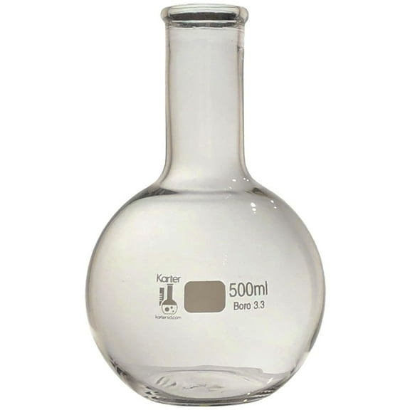 500ml Boiling Flask, 3.3 Boro. Glass, Flat Bottom, Karter Scientific 250B4 (Pack 1)