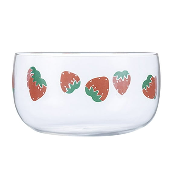 500ml Clear Bright Glass Salad Dessert Pudding Bowl with Cute Fruit Printing, Salad Bowls for Dips, Sauces, Desserts, Side Dishes, Pudding, Fruit and Charcuterie Boards