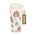 thumbnail image 1 of 500ml Double-Wall Vacuum Insulated Tumblers Stainless Steel Coffee Tumbler with Ceramic Coating Capybara Wearing Party Hat, 1 of 8