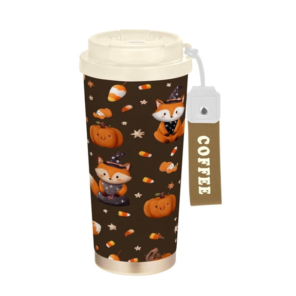 500ml Double-Wall Vacuum Insulated Tumblers Stainless Steel Coffee Tumbler with Ceramic Coating Cute Foxes in Cute Costumes