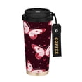 thumbnail image 1 of 500ml Double-Wall Vacuum Insulated Tumblers Stainless Steel Coffee Tumbler with Ceramic Coating Cute Pink Butterflies, 1 of 8