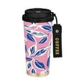 thumbnail image 1 of 500ml Double-Wall Vacuum Insulated Tumblers Stainless Steel Coffee Tumbler with Ceramic Coating Large White Leaves, 1 of 8
