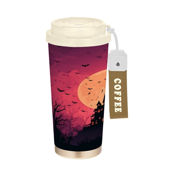 500ml Double-Wall Vacuum Insulated Tumblers Stainless Steel Coffee Tumbler with Ceramic Coating Red Halloween Night