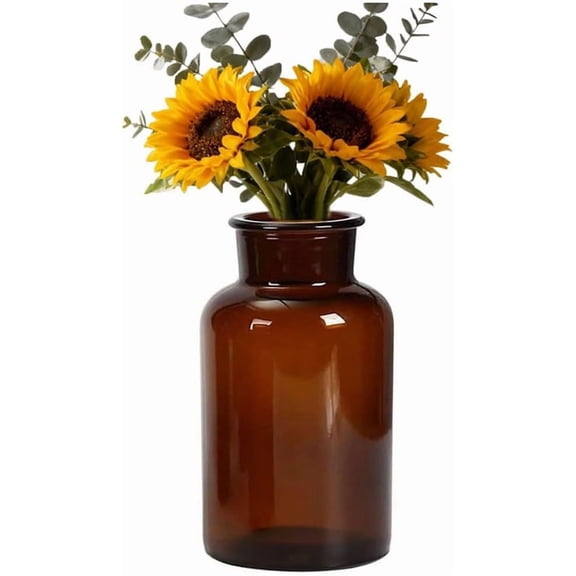500ml Empty Amber Glass Vase Small Bud Vase Apothecary Jars Decorative Glass Bottles Tabletop with Creative Rope Design for Home Decor Centerpiece Wedding Party Wedding Rustic Home Table Decor