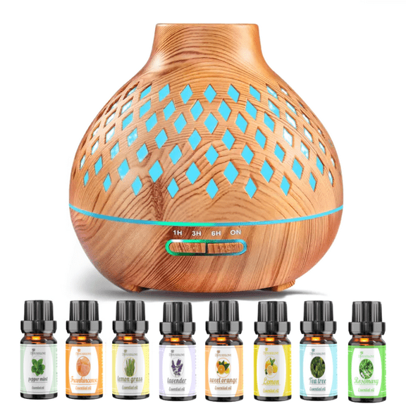 500ml Essential Oil Diffuser Aromatherapy Humidifier  Remote Control, 4 Timer & Auto-Off Safety, 7 Color LED Lights  Ideal for Bedroom, Office, Home