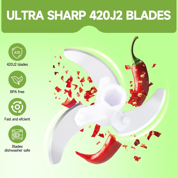 500ml Food Chopper, Gray-green