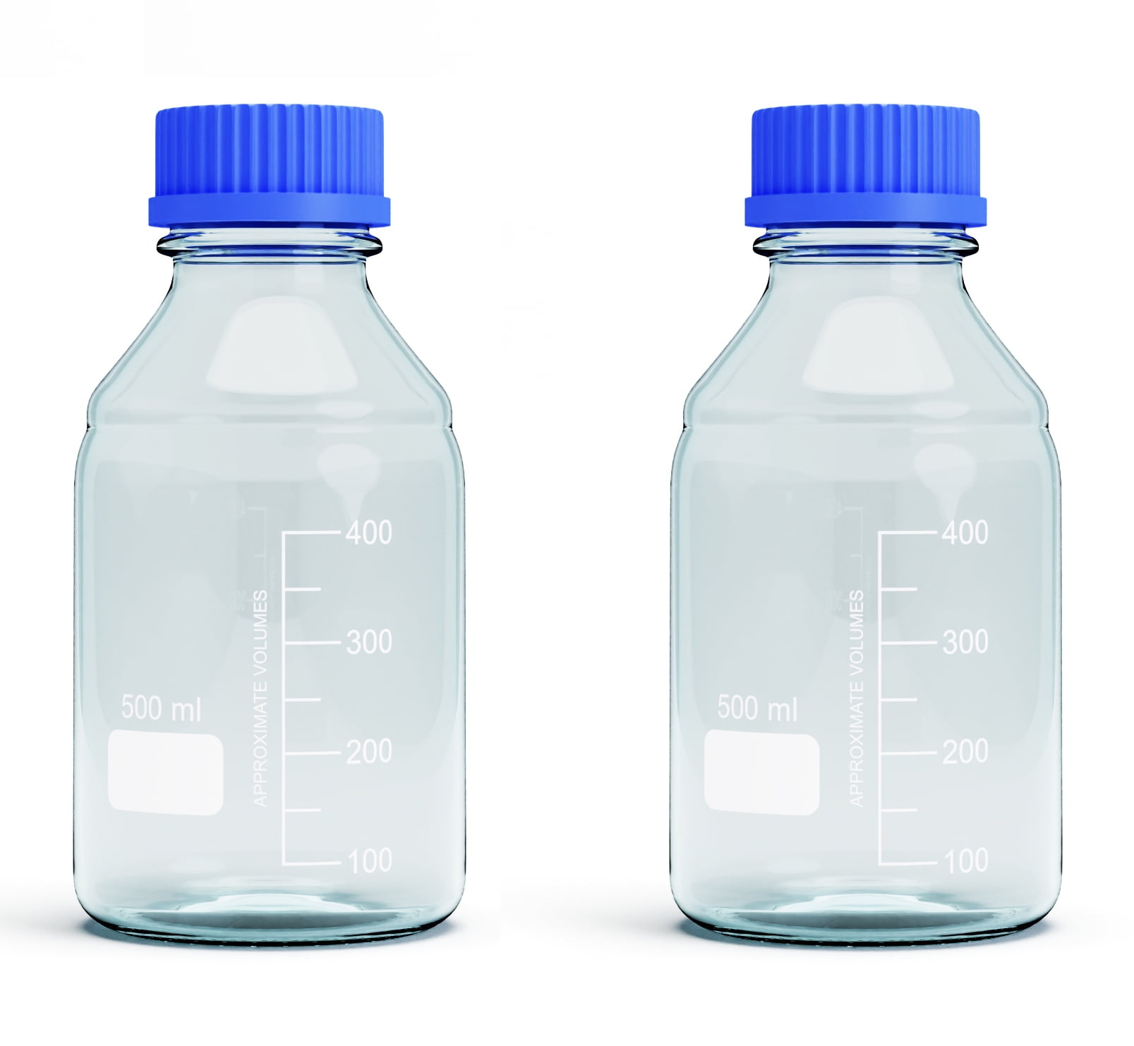 10 Liter Clear Borosilicate Glass Media Bottle, GL-45 Blue Screw Cap,  Graduated