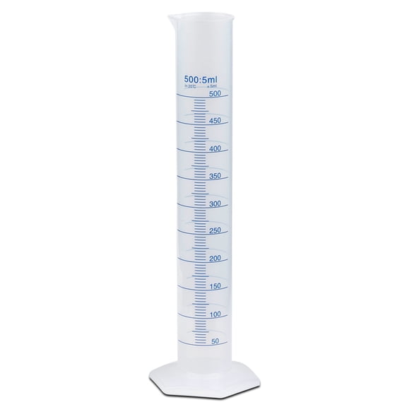 500ml Graduated Cylinder, Polypropylene, Printed Graduations, Karter Scientific 251Q2 (Single)