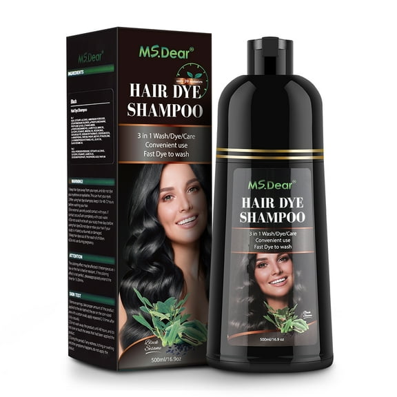 500ml Hair Dye Shampoo,Instant Black Hair Dye Shampoo for Grey Coverage, Grey Attack Shampoo Nourishing Formula for Vibrant Hair 2PCS