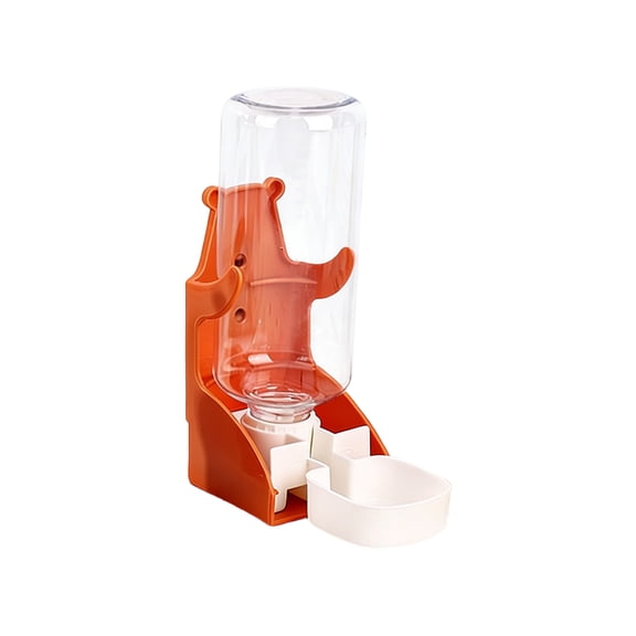 500ml Hanging Pet Water Dispenser, Automatic Gravity Feed Waterer for Hamsters and Rabbits, Anti-Tip Wall Mounted Bottle, Leak-Proof Feeder Tool, Orange