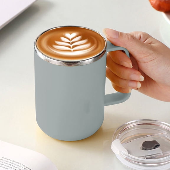 500ml Insulated Stainless Steel Coffee Cup, Wenini Double Wall Vacuum Sealed Leak Proof Travel Mug, Portable Office Tea Cup for Home Work Commute with 304 Steel, Gray