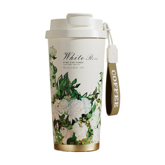500ml Insulated Tumbler with 316 Stainless Steel Ceramic Coating Leak-Proof Lid Double-Wall Vacuum Coffee Cup Travel Mug for Hot and Cold Drinks