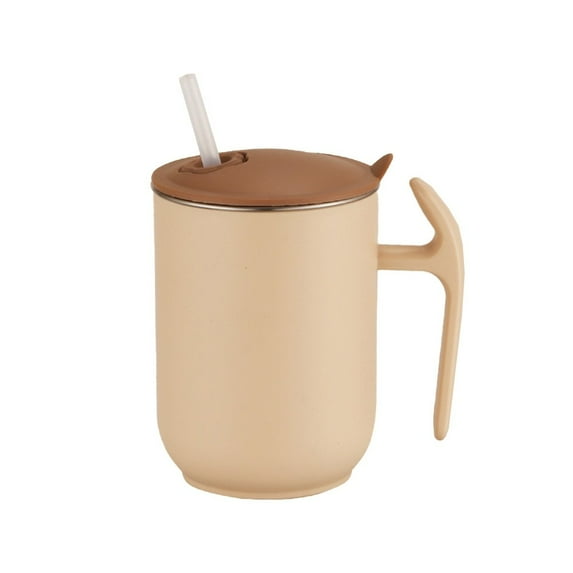 500ml Insulated Water Bottle with Handle Straw and Leakproof Lid Design_KHAKI