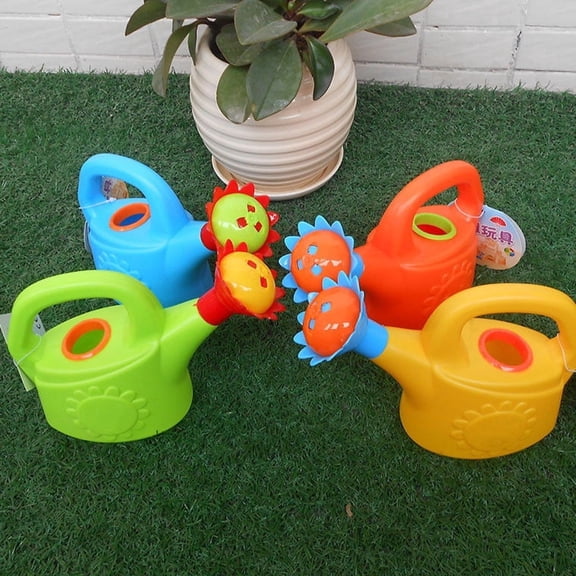500ml Kids Small Plastic Watering Can with Sunflower Sprinkler Head, Lightweight Mini Garden Water Pot Random Bright Color for Children Planting Beach Bath Play Toy