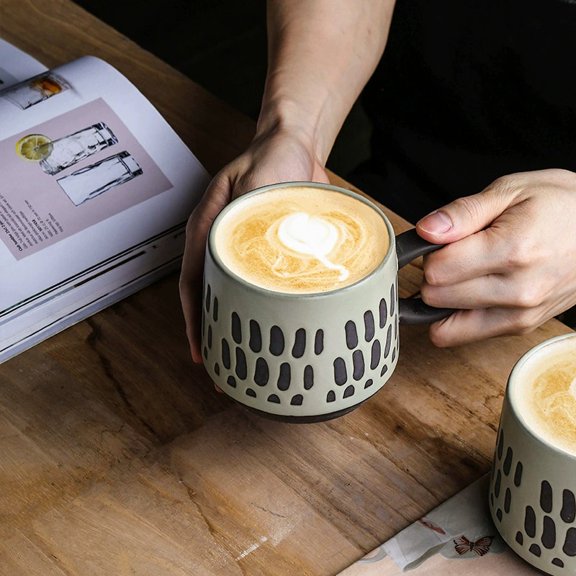 500ml Large-Capacity Earthenware Breakfast Mug - Stylish Coffee and Oatmeal Mug for Daily Use