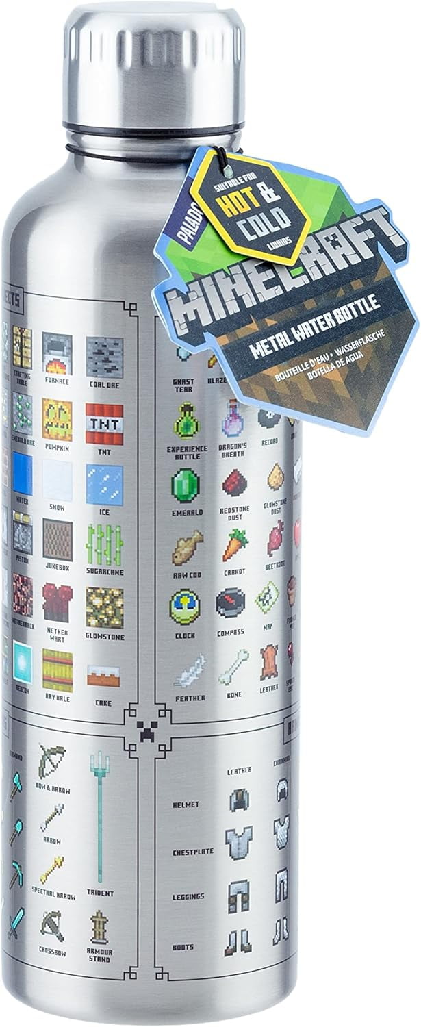 , 500ml, Minecraft Metal Water Bottle | Officially Licensed Gaming ...