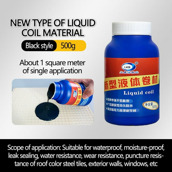 500ml Multi-Color Roof Leak Blocking Coating, High Polymer Asphalt Liquid Roll Material for Roof and Wall Waterproofing, Sealing and Leak Repair