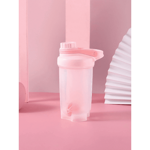 500ml Plastic Protein Shaker Bottle with Mixer for Exercise and Bodybuilding, Leak-Proof Pink Portable Drink and Powder Bottle 1pc