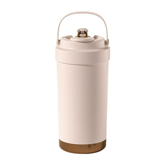 500ml Portable Ceramic Liner Insulated Cup with Straw and Handle, Double Drinking Options Tumbler for Coffee and Tea, Preserves Pure Taste for Men, Women, and Youngsters on Campus or Commutes