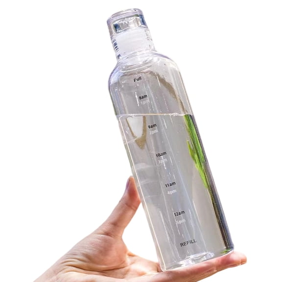 500ml Portable Water Bottle with Time Marker Scale Transparent Leak Proof Plastic Cup for Car and Travel Hydration Straight Drinking Design