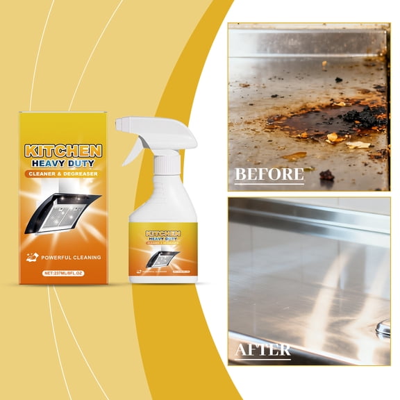 500ml Powerful Kitchen Degreaser Foam Spray – Multipurpose Grease Remover for Pots, Pans, Countertops & Appliances with 2-in-1 No-Rinse Dual Spray Nozzle