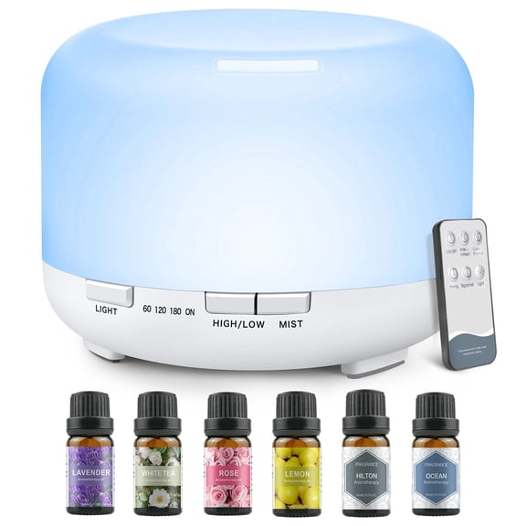 500ml Ultrasonic Humidifier Aroma Diffuser 7 Color Changing Essential ...