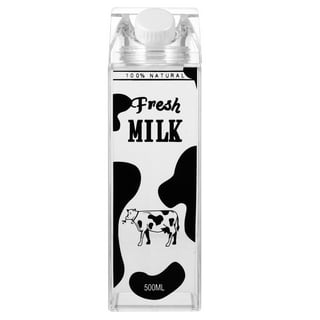 Kitchentoolz 16 oz Glass Milk and Creamer Bottle with Caps - Perfect Milk Container for Refrigerator Storage -Squat Glass Milk Bottle with Tamper
