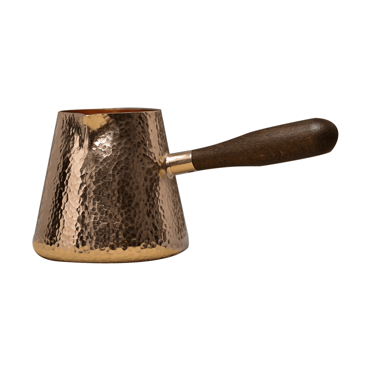 500ml Pure Copper Latte Pitcher Milk Jug with Wooden Handle Kettles Hammer Handcraft Drinkware Tableware,1 * Pure Copper Latte Pitcher,As Shown