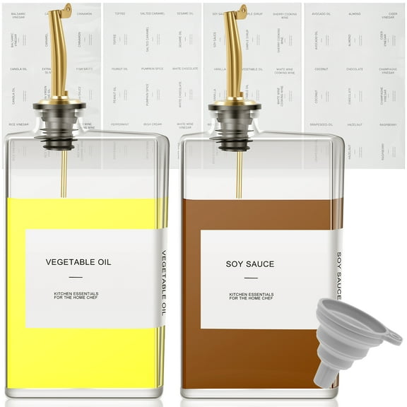 500ml Rectangular Olive Oil Dispenser Glass Bottle Transparent Large Capacity Dispenser Bottle Well Sealed Container Convenient Sorting Dispenser Bottle for Soya Sauce Vinegar