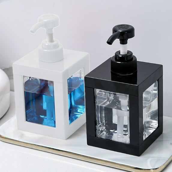 500ml Refillable Plastic Soap Dispenser Pump Bottle - Bathroom Kitchen Shampoo Body Wash Container - Clear White or Black - 6.5x3.15 inches