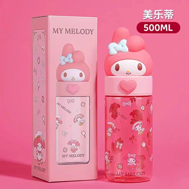 500ml Sanrio Kawaii Transparent Water Cup Cartoon Hello Kitty Kuromi