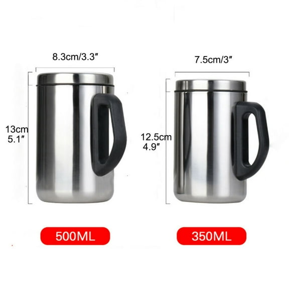 500ml School Office Stainless Steel Double-Walled Mugs with Lid and Handle