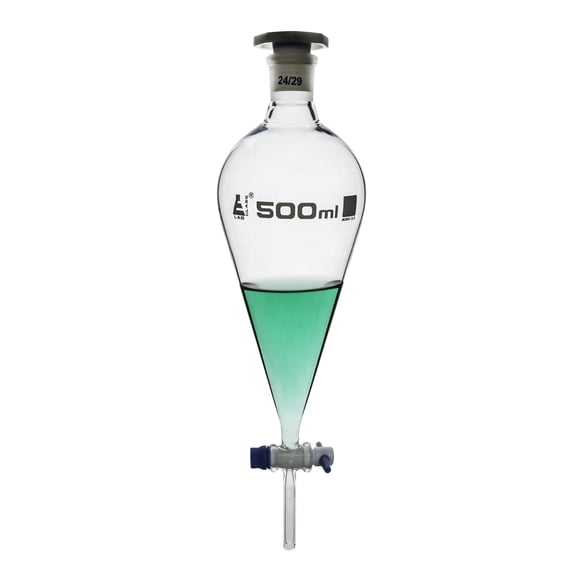 500ml Separating Funnel - Pear shaped - Eisco Labs Borosilicate Glass