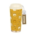 thumbnail image 1 of 500ml Stainless Steel Coffee Mug with Portable Beige Strap Vacuum Insulated Ceramic Coated Coffee Tumbler Honey Jars and Bees Pattern, 1 of 8
