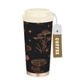 thumbnail image 1 of 500ml Stainless Steel Coffee Mug with Portable Beige Strap Vacuum Insulated Ceramic Coated Coffee Tumbler Mushrooms and Glittering Stars, 1 of 8