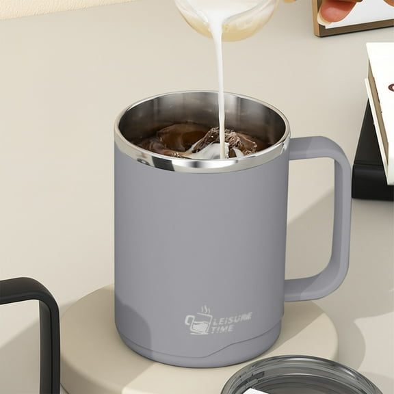 500ml Stainless Steel Double Layer Insulated Water Cup - Sealed Leakproof Coffee/Tea Cup with Push Lid, Vacuum for Office, Home & Travel, Keeps Drinks Hot/Cold for Hours, BPA-Free Design, Gray