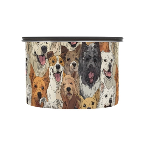 500ml Stainless Steel Food Storage Containers A Large Group Of Dogs Airtight Kitchen Canisters with Vacuum Lid for Coffee Tea Flour Sugar Grains