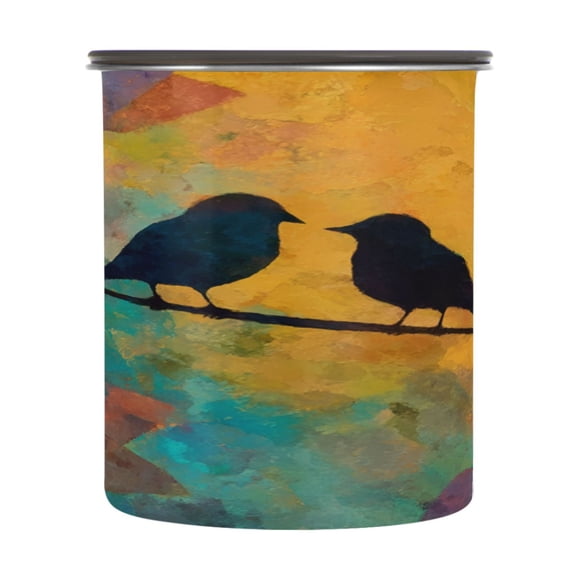 500ml Stainless Steel Food Storage Containers Birds on A Wire Airtight Kitchen Canisters with Vacuum Lid for Coffee Tea Flour Sugar Grains