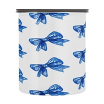 500ml Stainless Steel Food Storage Containers Blue Bows Pattern Airtight Kitchen Canisters with Vacuum Lid for Coffee Tea Flour Sugar Grains