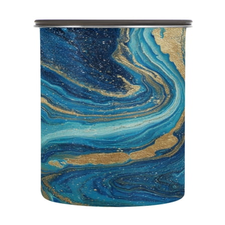 500ml Stainless Steel Food Storage Containers Blue and Gold Ocean Airtight Kitchen Canisters with Vacuum Lid for Coffee Tea Flour Sugar Grains