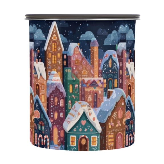 500ml Stainless Steel Food Storage Containers Cartoon Colorful House Airtight Kitchen Canisters with Vacuum Lid for Coffee Tea Flour Sugar Grains