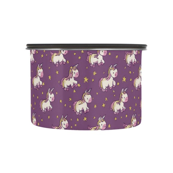 500ml Stainless Steel Food Storage Containers Cartoon Unicorns and Stars Airtight Kitchen Canisters with Vacuum Lid for Coffee Tea Flour Sugar Grains
