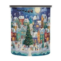 500ml Stainless Steel Food Storage Containers Charming Christmas Scene Airtight Kitchen Canisters with Vacuum Lid for Coffee Tea Flour Sugar Grains