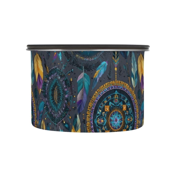500ml Stainless Steel Food Storage Containers Colorful Dreamcatcher and Arrows Airtight Kitchen Canisters with Vacuum Lid for Coffee Tea Flour Sugar Grains