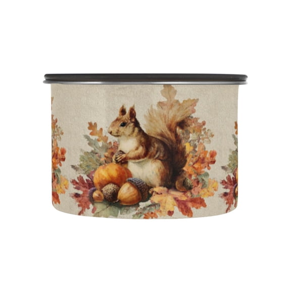 500ml Stainless Steel Food Storage Containers Cute Squirrel with Acorns Airtight Kitchen Canisters with Vacuum Lid for Coffee Tea Flour Sugar Grains