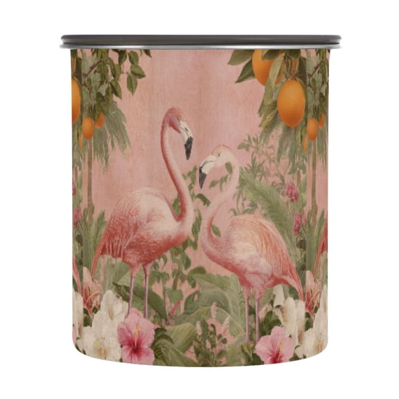 500ml Stainless Steel Food Storage Containers Flamingos in Tropical Garden Airtight Kitchen Canisters with Vacuum Lid for Coffee Tea Flour Sugar Grains