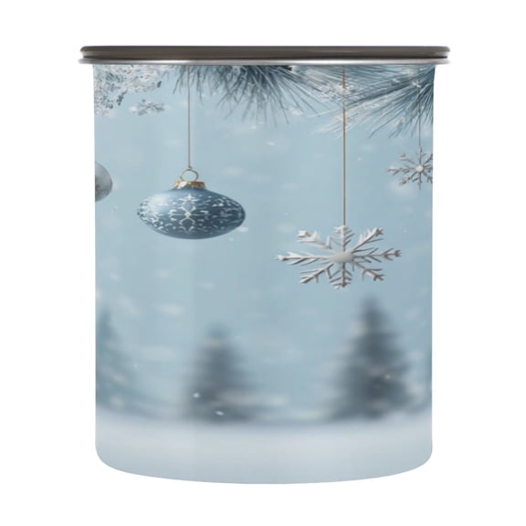 500ml Stainless Steel Food Storage Containers Glass Christmas Ornaments Airtight Kitchen Canisters with Vacuum Lid for Coffee Tea Flour Sugar Grains